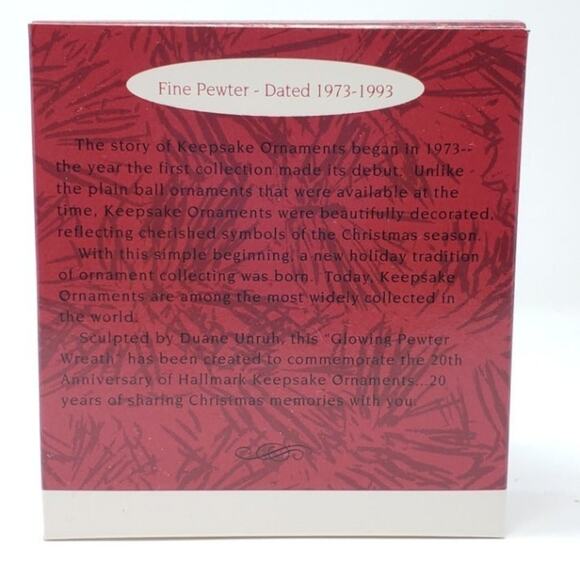 1993 Hallmark Glowing Pewter Wreath Keepsake Holiday Christmas Ornament - Picture 2 of 5